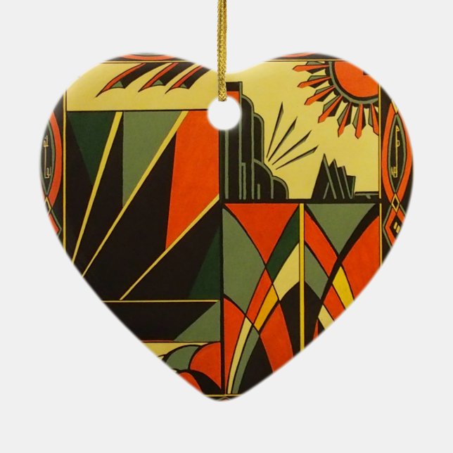 Art Deco ceramic heart hanging decoration (Back)