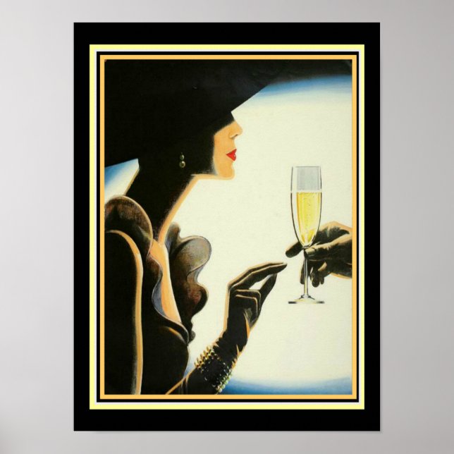 Art Deco "Champagne" 12 x 16 Print (Front)