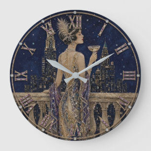 Art Deco Champagne Balcony Large Clock