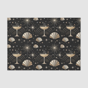 Art Deco Champagne Constellations Night Pattern Tissue Paper