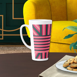 Art Deco Charcoal Pink Abstract Elegant Pattern Latte Mug