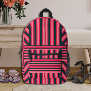 Art Deco Charcoal Pink Abstract Elegant Pattern Printed Backpack