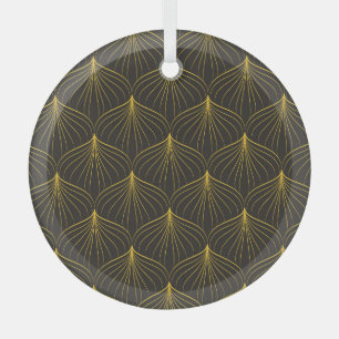 Art Deco Charm: Vintage Geometric Seamless Glass Tree Decoration