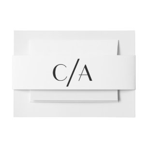 Art Deco Chic Black White Monogram Wedding Invitation Belly Band