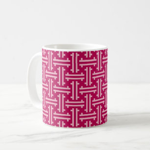 Art Deco Chinese Fret, Fuchsia Pink Coffee Mug