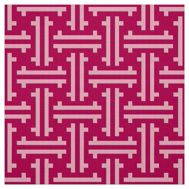 Art Deco Chinese Fret, Fuchsia Pink Fabric (Swatch)