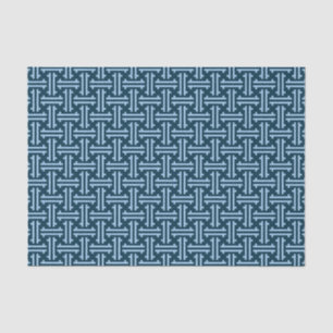 Art Deco Chinese Fret, Indigo and Sky Blue Tissue Paper