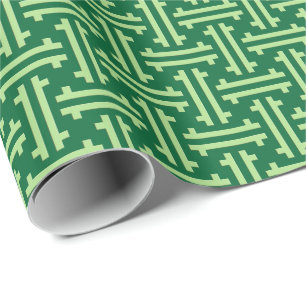 Art Deco Chinese Fret, Jade Green Wrapping Paper