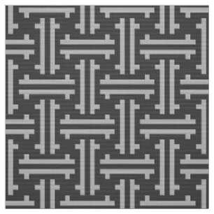 Art Deco Chinese Fret, Silver and Graphite Grey Fabric