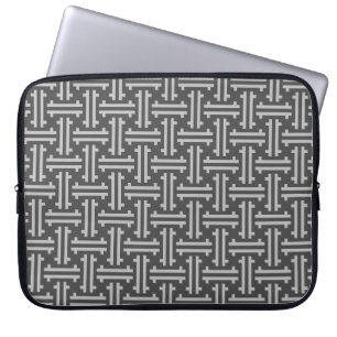Art Deco Chinese Fret, Silver and Graphite Grey Laptop Sleeve