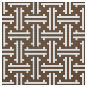 Art Deco Chinese Fret, Taupe Tan and White Fabric