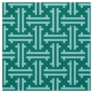 Art Deco Chinese Fret, Turquoise and Aqua Fabric