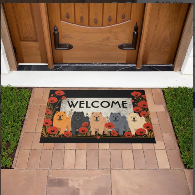 ART DECO CHOWS Smooth   - customise text Doormat (Creator Uploaded)