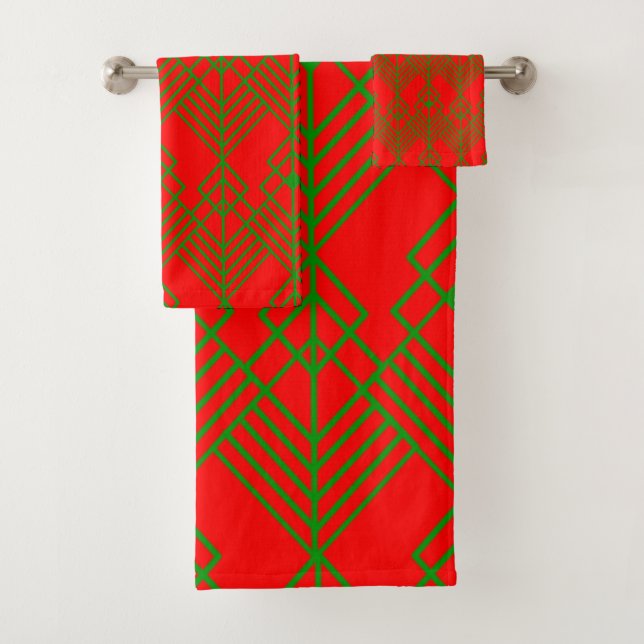 Art Deco Christmas Bath Towel Set (Insitu)