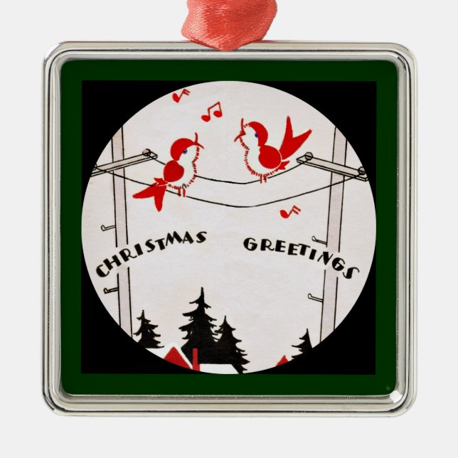 Art Deco Christmas Birds Metal Tree Decoration (Front)