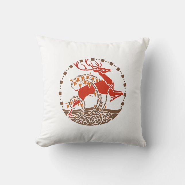 Art Deco Christmas Deer Cushion (Front)