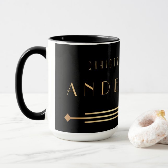 Art deco Christmas elegant coffee mug (With Donut)