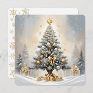 Art Deco Christmas Luxurious Gold Bows and Gifts Holiday Card