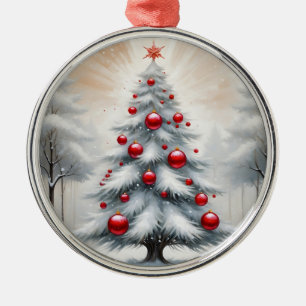 Art Deco Christmas Red Ornaments Winter