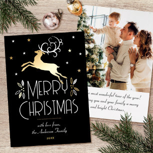 Art Deco Christmas Reindeer Photo Black Gold