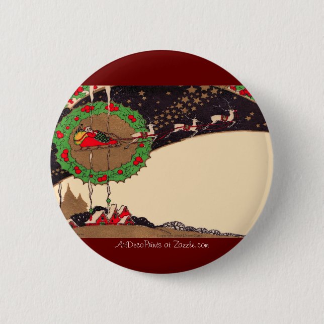 Art Deco Christmas Santa Button (Front)