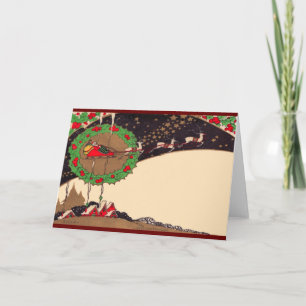 Art Deco Christmas Santa Greeting Card