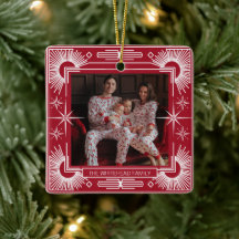 Art Deco Christmas Star Holiday Red