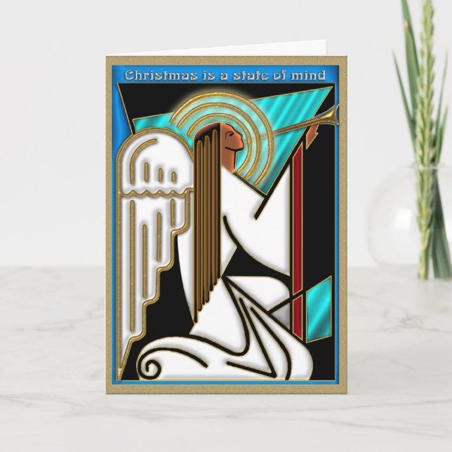 Art Deco Christmas State of Mind Holiday Card (Front)