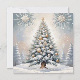 Art Deco Christmas Tree Golden Lush Ornaments Holiday Card