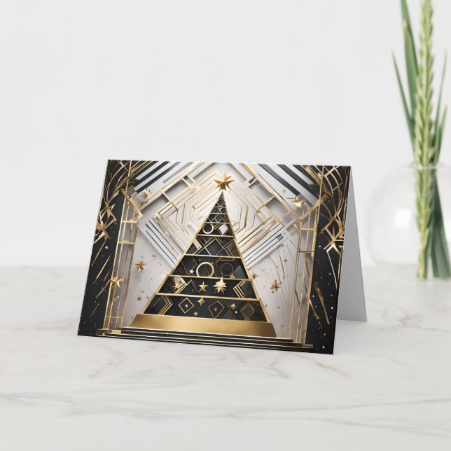 art deco christmas tree greeting card (Front)