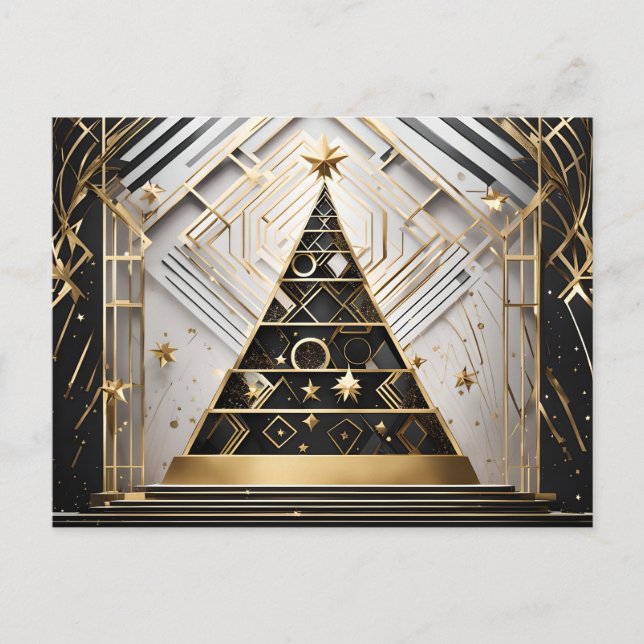 art deco christmas tree postcard (Front)