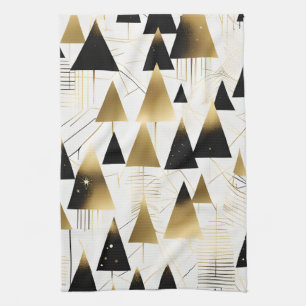 art deco christmas trees kitchen towel