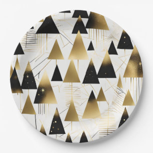 art deco christmas trees paper plate
