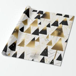 art deco christmas trees wrapping paper