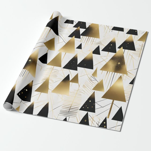 art deco christmas trees wrapping paper (Unrolled)