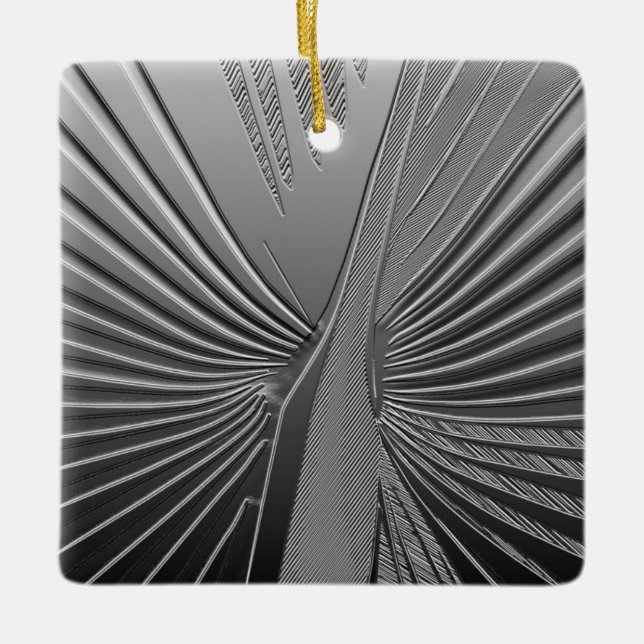 Art Deco chrome palm leaf Ceramic Tree Decoration (Front)