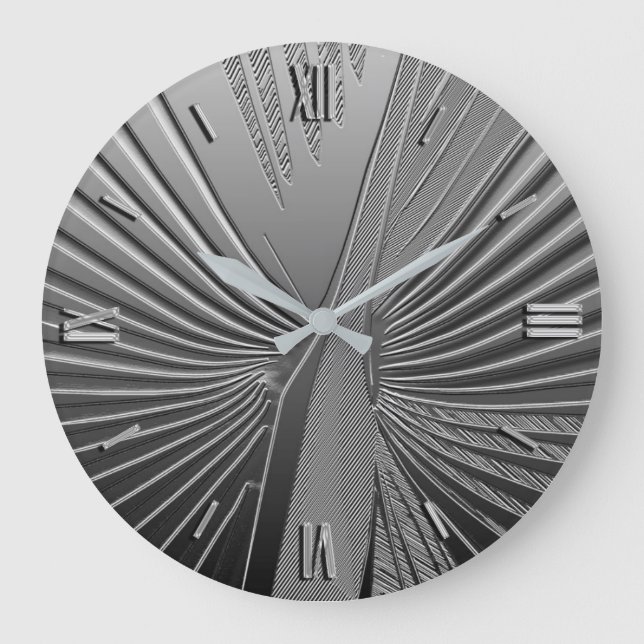 Art Deco chrome palm leaf Large Clock (Front)
