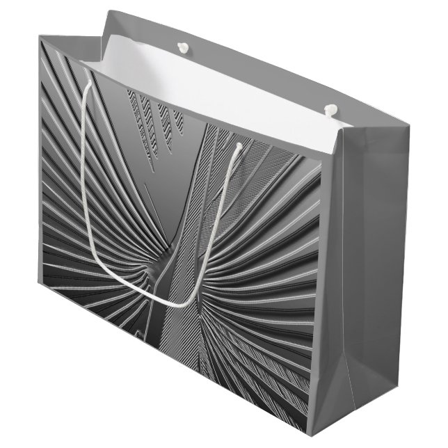 Art Deco chrome palm leaf Large Gift Bag (Front Angled)