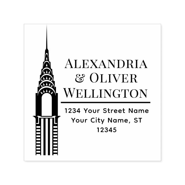 Art Deco Chrysler Building NYC Couple Self-inking Stamp (Design)