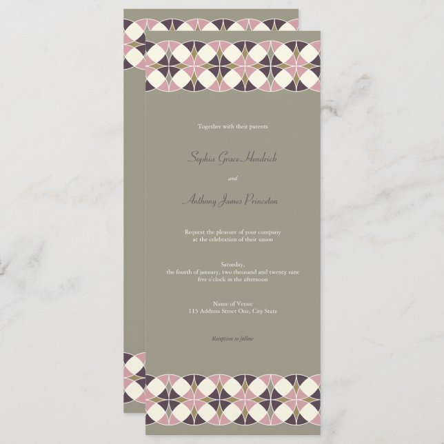 Art Deco Circles Band Elegant Vintage Wedding Invitation (Front/Back)