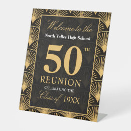 Art Deco Class of 1976 50th Reunion Pedestal Sign