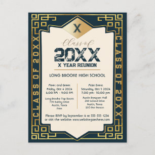 Art Deco "Class of" Blank Graduation Year Reunion Postcard