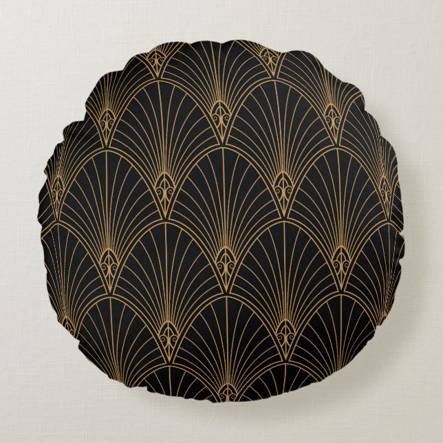 Art deco: classic geometric pattern. round cushion (Front)