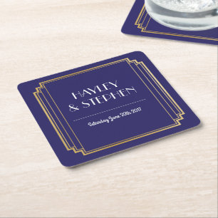 Art Deco Coasters Navy & Gold 1920's Wedding Party
