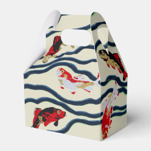 Art Deco Colourful Carp Swimming Navy Decor Favour Box