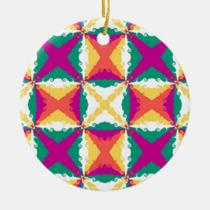 Art Deco Colourful Swirl Retro Abstract Art Ceramic Tree Decoration