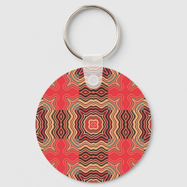 Art Deco Colourful Swirl Retro Abstract Art Key Ring (Front)