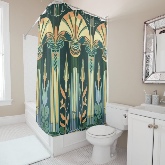 Art Deco Columns Shower Curtain (In Situ)