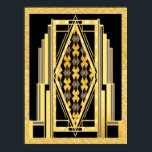 Art Deco Compilation Poster<br><div class="desc">Here is another arty deco print/poster that I have compiled,  using an Iconic building shape with a patterned diamond centre. Again I have coloured this in gold,  grey and black. This would make a great print or poster for your home.</div>