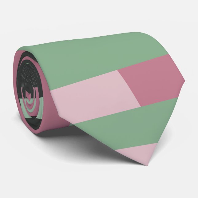 Art Deco Composition Pink and Green #2 Tie (Rolled)